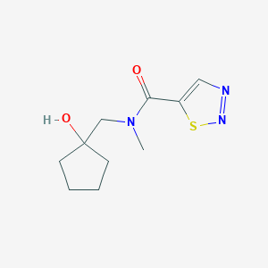 molecular formula C10H15N3O2S B6648402 N-[(1-hydroxycyclopentyl)methyl]-N-methylthiadiazole-5-carboxamide 