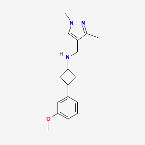 molecular formula C17H23N3O B6648478 N-[(1,3-dimethylpyrazol-4-yl)methyl]-3-(3-methoxyphenyl)cyclobutan-1-amine 
