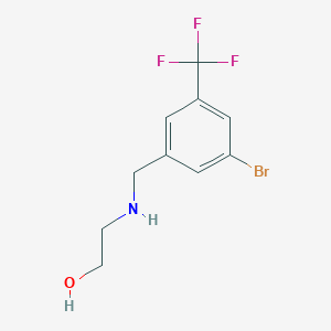 molecular formula C10H11BrF3NO B6648503 2-[[3-Bromo-5-(trifluoromethyl)phenyl]methylamino]ethanol 