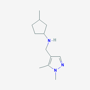 molecular formula C12H21N3 B6648515 N-[(1,5-dimethylpyrazol-4-yl)methyl]-3-methylcyclopentan-1-amine 