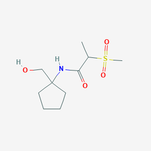 molecular formula C10H19NO4S B6648520 N-[1-(hydroxymethyl)cyclopentyl]-2-methylsulfonylpropanamide 