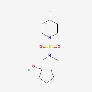 molecular formula C13H26N2O3S B6648573 N-[(1-hydroxycyclopentyl)methyl]-N,4-dimethylpiperidine-1-sulfonamide 