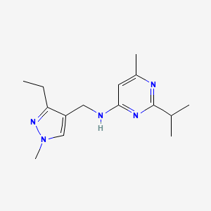 molecular formula C15H23N5 B6648713 N-[(3-ethyl-1-methylpyrazol-4-yl)methyl]-6-methyl-2-propan-2-ylpyrimidin-4-amine 