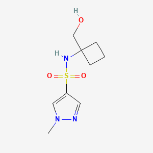 molecular formula C9H15N3O3S B6648756 N-[1-(hydroxymethyl)cyclobutyl]-1-methylpyrazole-4-sulfonamide 