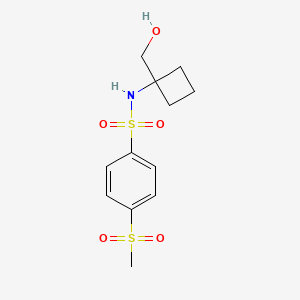 molecular formula C12H17NO5S2 B6648766 N-[1-(hydroxymethyl)cyclobutyl]-4-methylsulfonylbenzenesulfonamide 