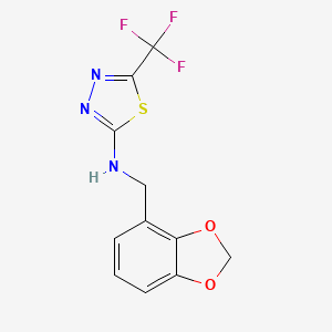 molecular formula C11H8F3N3O2S B6648874 N-(1,3-benzodioxol-4-ylmethyl)-5-(trifluoromethyl)-1,3,4-thiadiazol-2-amine 