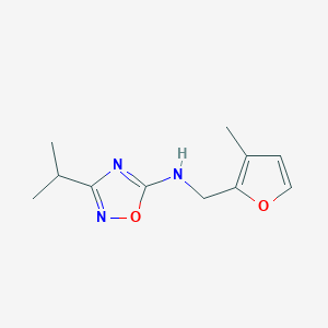 molecular formula C11H15N3O2 B6648937 N-[(3-methylfuran-2-yl)methyl]-3-propan-2-yl-1,2,4-oxadiazol-5-amine 