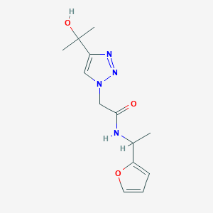 molecular formula C13H18N4O3 B6649037 N-[1-(furan-2-yl)ethyl]-2-[4-(2-hydroxypropan-2-yl)triazol-1-yl]acetamide 