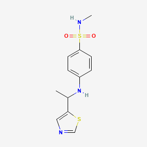 molecular formula C12H15N3O2S2 B6649283 N-methyl-4-[1-(1,3-thiazol-5-yl)ethylamino]benzenesulfonamide 
