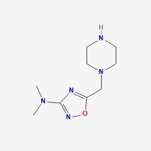 molecular formula C9H17N5O B6649388 N,N-dimethyl-5-(piperazin-1-ylmethyl)-1,2,4-oxadiazol-3-amine 