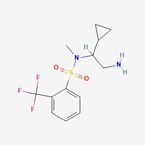 molecular formula C13H17F3N2O2S B6649610 N-(2-amino-1-cyclopropylethyl)-N-methyl-2-(trifluoromethyl)benzenesulfonamide 