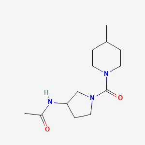 molecular formula C13H23N3O2 B6649615 N-[1-(4-methylpiperidine-1-carbonyl)pyrrolidin-3-yl]acetamide 