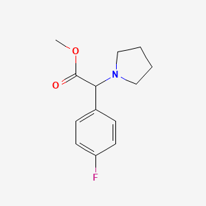 molecular formula C13H16FNO2 B6649683 Methyl 2-(4-fluorophenyl)-2-pyrrolidin-1-ylacetate 