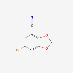 molecular formula C8H4BrNO2 B6649876 6-Bromo-1,3-dioxaindane-4-carbonitrile 