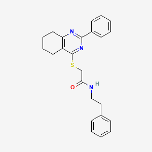 molecular formula C24H25N3OS B6649991 N-(2-phenylethyl)-2-[(2-phenyl-5,6,7,8-tetrahydroquinazolin-4-yl)sulfanyl]acetamide 