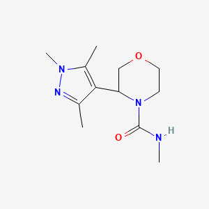 molecular formula C12H20N4O2 B6650137 N-methyl-3-(1,3,5-trimethylpyrazol-4-yl)morpholine-4-carboxamide 