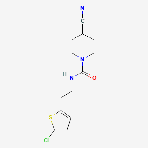 molecular formula C13H16ClN3OS B6650297 N-[2-(5-chlorothiophen-2-yl)ethyl]-4-cyanopiperidine-1-carboxamide 