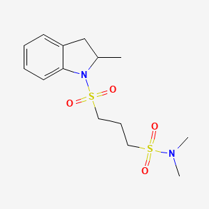 molecular formula C14H22N2O4S2 B6650444 N,N-dimethyl-3-[(2-methyl-2,3-dihydroindol-1-yl)sulfonyl]propane-1-sulfonamide 