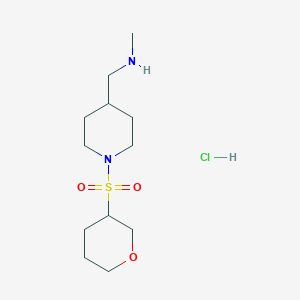 molecular formula C12H25ClN2O3S B6650472 N-methyl-1-[1-(oxan-3-ylsulfonyl)piperidin-4-yl]methanamine;hydrochloride 