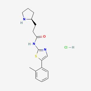 molecular formula C17H22ClN3OS B6650493 N-[5-(2-methylphenyl)-1,3-thiazol-2-yl]-3-[(2S)-pyrrolidin-2-yl]propanamide;hydrochloride 