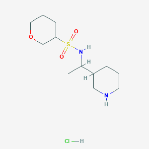 molecular formula C12H25ClN2O3S B6650595 N-(1-piperidin-3-ylethyl)oxane-3-sulfonamide;hydrochloride 
