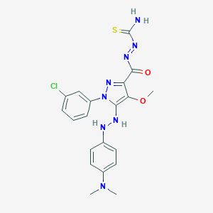 molecular formula C20H21ClN8O2S B066506 N-carbamothioylimino-1-(3-chlorophenyl)-5-[2-[4-(dimethylamino)phenyl]hydrazinyl]-4-methoxypyrazole-3-carboxamide CAS No. 172701-55-2