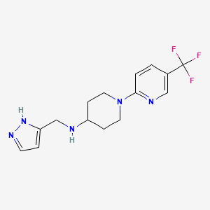 molecular formula C15H18F3N5 B6650742 N-(1H-pyrazol-5-ylmethyl)-1-[5-(trifluoromethyl)pyridin-2-yl]piperidin-4-amine 