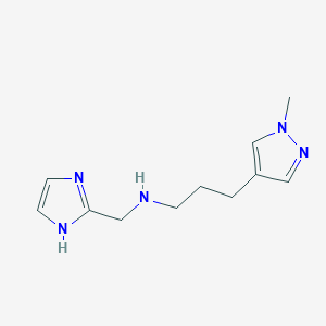 molecular formula C11H17N5 B6650833 N-(1H-imidazol-2-ylmethyl)-3-(1-methylpyrazol-4-yl)propan-1-amine 