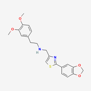 molecular formula C21H22N2O4S B6650852 N-[[2-(1,3-benzodioxol-5-yl)-1,3-thiazol-4-yl]methyl]-2-(3,4-dimethoxyphenyl)ethanamine 