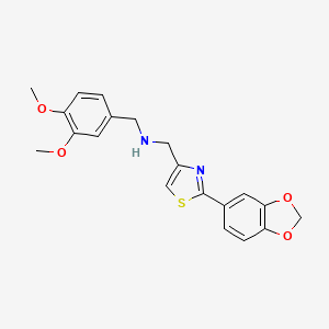 molecular formula C20H20N2O4S B6650862 N-[[2-(1,3-benzodioxol-5-yl)-1,3-thiazol-4-yl]methyl]-1-(3,4-dimethoxyphenyl)methanamine 