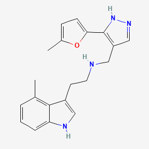molecular formula C20H22N4O B6650871 N-[[5-(5-methylfuran-2-yl)-1H-pyrazol-4-yl]methyl]-2-(4-methyl-1H-indol-3-yl)ethanamine 