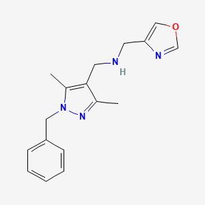molecular formula C17H20N4O B6651027 N-[(1-benzyl-3,5-dimethylpyrazol-4-yl)methyl]-1-(1,3-oxazol-4-yl)methanamine 