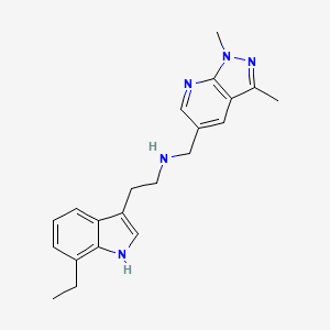 molecular formula C21H25N5 B6651171 N-[(1,3-dimethylpyrazolo[3,4-b]pyridin-5-yl)methyl]-2-(7-ethyl-1H-indol-3-yl)ethanamine 