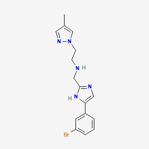 molecular formula C16H18BrN5 B6651187 N-[[5-(3-bromophenyl)-1H-imidazol-2-yl]methyl]-2-(4-methylpyrazol-1-yl)ethanamine 
