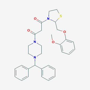 Piperazine, 1-(diphenylmethyl)-4-(3-(2-((2-methoxyphenoxy)methyl)-3-thiazolidinyl)-1,3-dioxopropyl)-