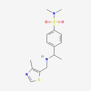 molecular formula C15H21N3O2S2 B6651644 N,N-dimethyl-4-[1-[(4-methyl-1,3-thiazol-5-yl)methylamino]ethyl]benzenesulfonamide 