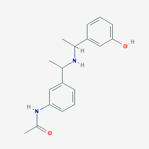 molecular formula C18H22N2O2 B6651935 N-[3-[1-[1-(3-hydroxyphenyl)ethylamino]ethyl]phenyl]acetamide 