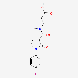 molecular formula C15H17FN2O4 B6656050 3-[[1-(4-Fluorophenyl)-2-oxopyrrolidine-3-carbonyl]-methylamino]propanoic acid 