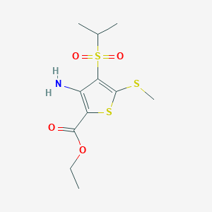 molecular formula C11H17NO4S3 B066571 Ethyl 3-amino-4-(isopropylsulfonyl)-5-(methylthio)thiophene-2-carboxylate CAS No. 175202-72-9