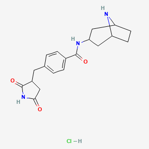 molecular formula C19H24ClN3O3 B6659721 N-(8-azabicyclo[3.2.1]octan-3-yl)-4-[(2,5-dioxopyrrolidin-3-yl)methyl]benzamide;hydrochloride 