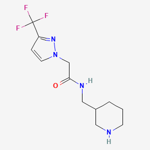 molecular formula C12H17F3N4O B6659740 N-(piperidin-3-ylmethyl)-2-[3-(trifluoromethyl)pyrazol-1-yl]acetamide 
