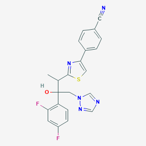 molecular formula C22H17F2N5OS B066598 4-[2-[3-(2,4-Difluorophenyl)-3-hydroxy-4-(1,2,4-triazol-1-yl)butan-2-yl]-1,3-thiazol-4-yl]benzonitrile CAS No. 170864-29-6
