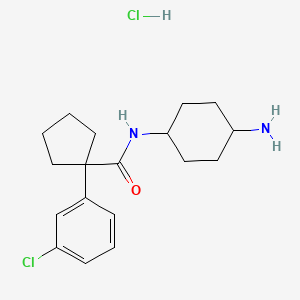 molecular formula C18H26Cl2N2O B6659812 N-(4-aminocyclohexyl)-1-(3-chlorophenyl)cyclopentane-1-carboxamide;hydrochloride 