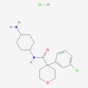 molecular formula C18H26Cl2N2O2 B6659817 N-(4-aminocyclohexyl)-4-(3-chlorophenyl)oxane-4-carboxamide;hydrochloride 