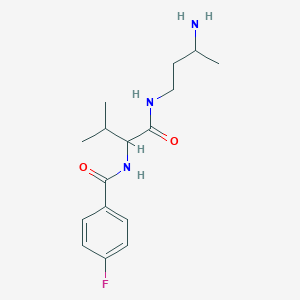 molecular formula C16H24FN3O2 B6659835 N-[1-(3-aminobutylamino)-3-methyl-1-oxobutan-2-yl]-4-fluorobenzamide 