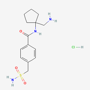 molecular formula C14H22ClN3O3S B6660003 N-[1-(aminomethyl)cyclopentyl]-4-(sulfamoylmethyl)benzamide;hydrochloride 