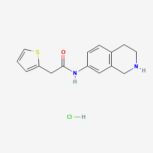 molecular formula C15H17ClN2OS B6660026 N-(1,2,3,4-tetrahydroisoquinolin-7-yl)-2-thiophen-2-ylacetamide;hydrochloride 