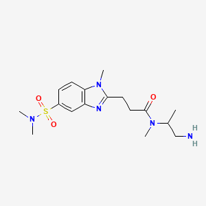 molecular formula C17H27N5O3S B6660038 N-(1-aminopropan-2-yl)-3-[5-(dimethylsulfamoyl)-1-methylbenzimidazol-2-yl]-N-methylpropanamide 