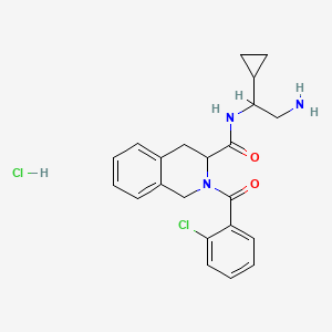 molecular formula C22H25Cl2N3O2 B6660082 N-(2-amino-1-cyclopropylethyl)-2-(2-chlorobenzoyl)-3,4-dihydro-1H-isoquinoline-3-carboxamide;hydrochloride 