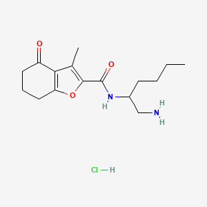 molecular formula C16H25ClN2O3 B6660139 N-(1-aminohexan-2-yl)-3-methyl-4-oxo-6,7-dihydro-5H-1-benzofuran-2-carboxamide;hydrochloride 